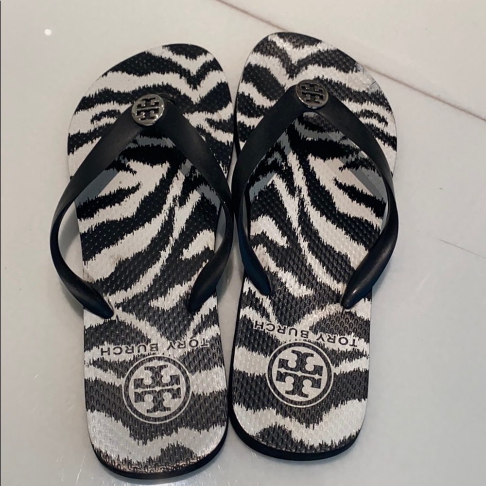 Tory Burch zebra flip flops